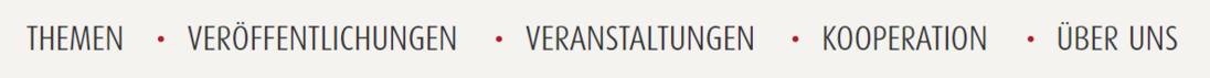 Das Haupt-Menü mit Themen, Veröffentlichungen, Veranstaltungen, Kooperation und Über Uns