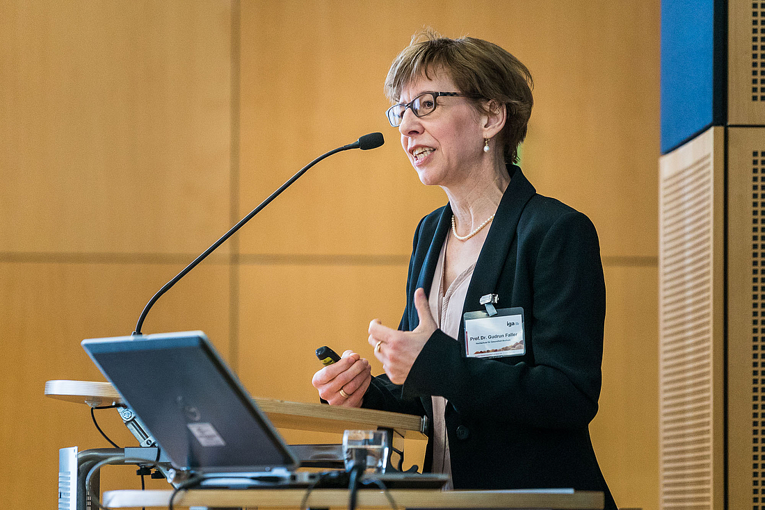 Die Referentin Dr. Gudrun Faller hält einen Vortrag.