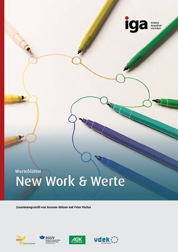Titelansicht der Arbeitshilfe „New Work & Werte“: Werteblätter