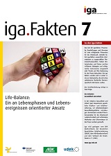 Titelbild iga.Fakten 7: Zwei Hände drehen einen Rubik-Würfel, dessen Felder Facetten des Arbeits- und Privatlebens abbilden.