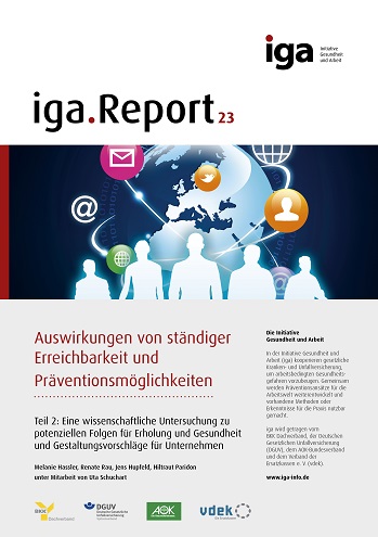 Titelbild des iga.Reports 23 Teil 2: Erdball mit umkreisenden Planeten mit Symbolen für E-Mail, Internet, Social-Media. Im Vordergrund Umrisse von Menschen.
