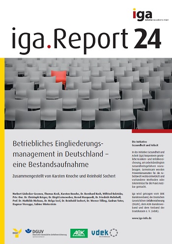 Titelbild zum iga.Report 24: Ein roter Stuhl umgeben von vielen grauen Stühlen.